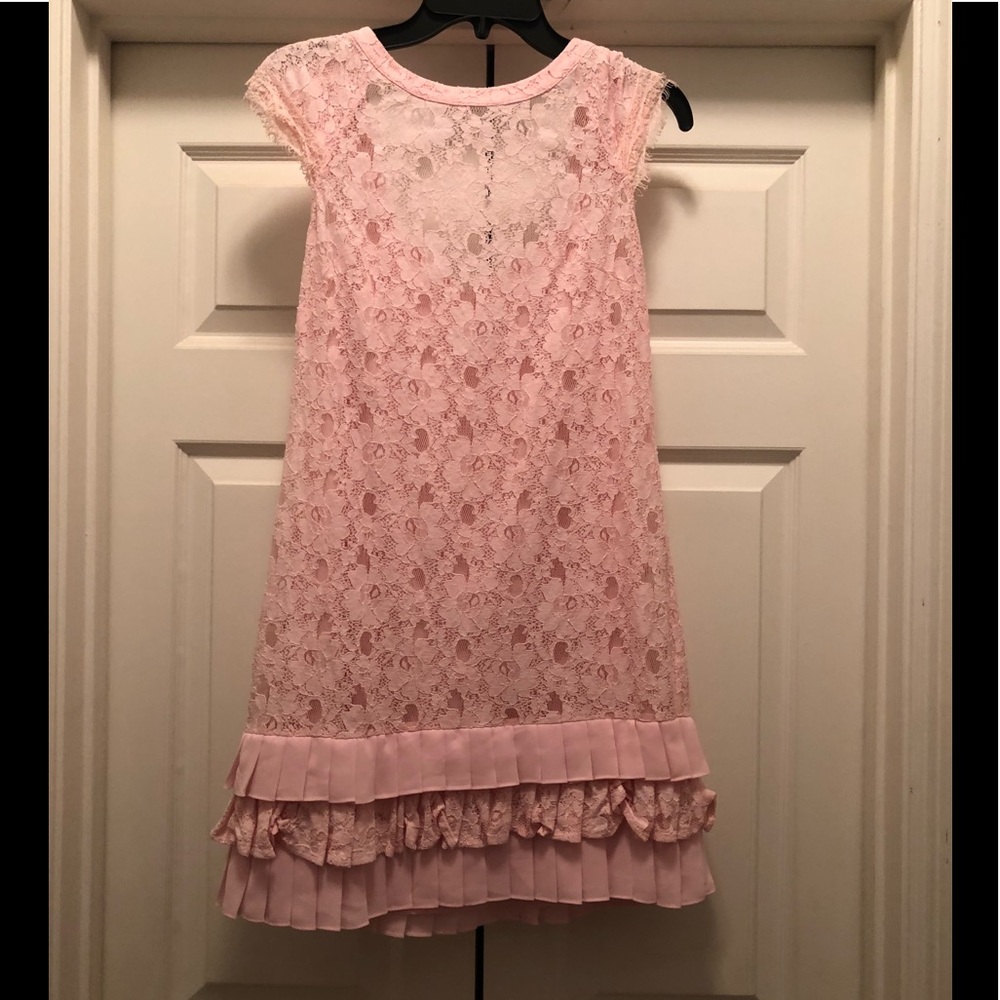 Jessica Simpson pink lace and ruffled bottom dress